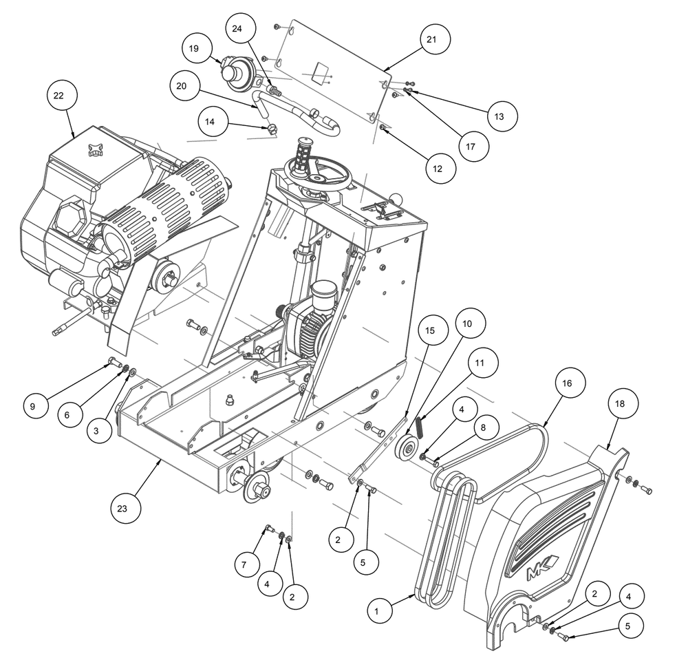Section 01 Diagram and Parts List for MK-2025SSP 168953 MK Diamond Concrete Saw